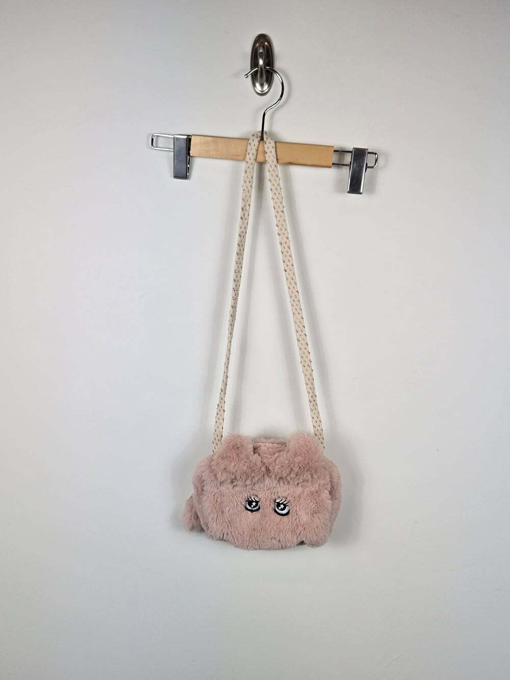 Zara Girls Pink Faux Fur Cat Crossbody Bag Kawaii Plush Purse 8x7